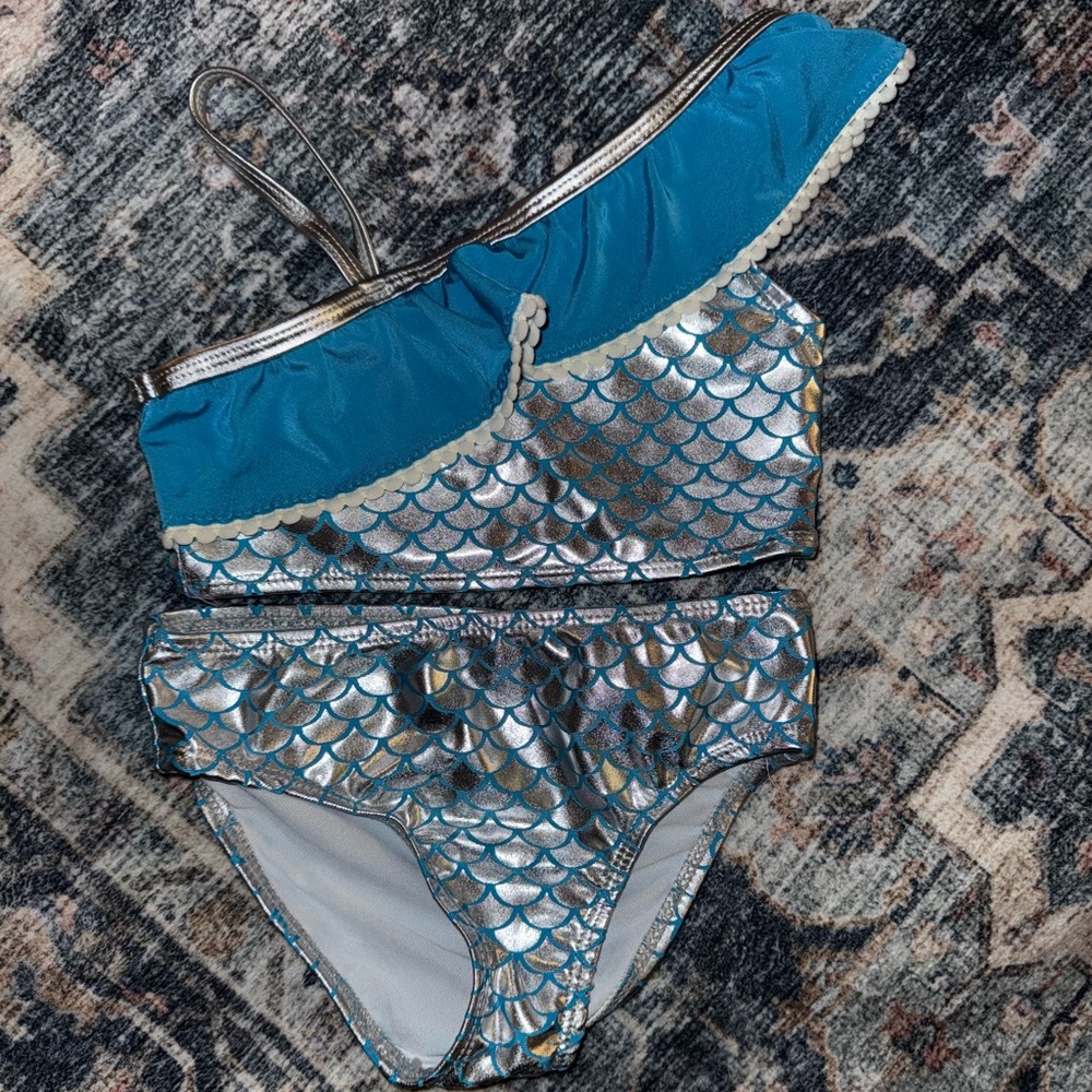 2/$10- Kids Blue and Silver Mermaid Bikini